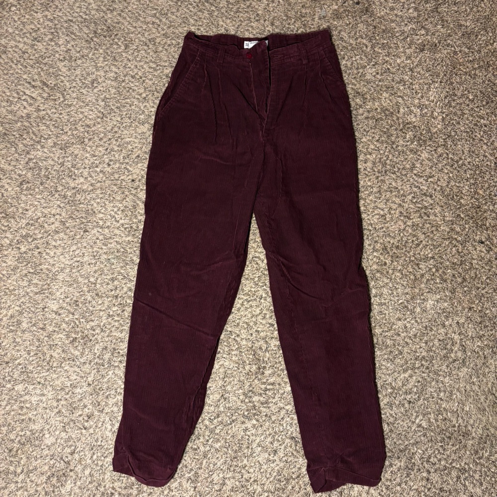 Maroon High-Waisted Corduroy Pants (Dress Barn)